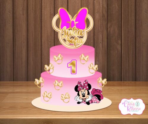 Topo de bolo Minnie Rosa